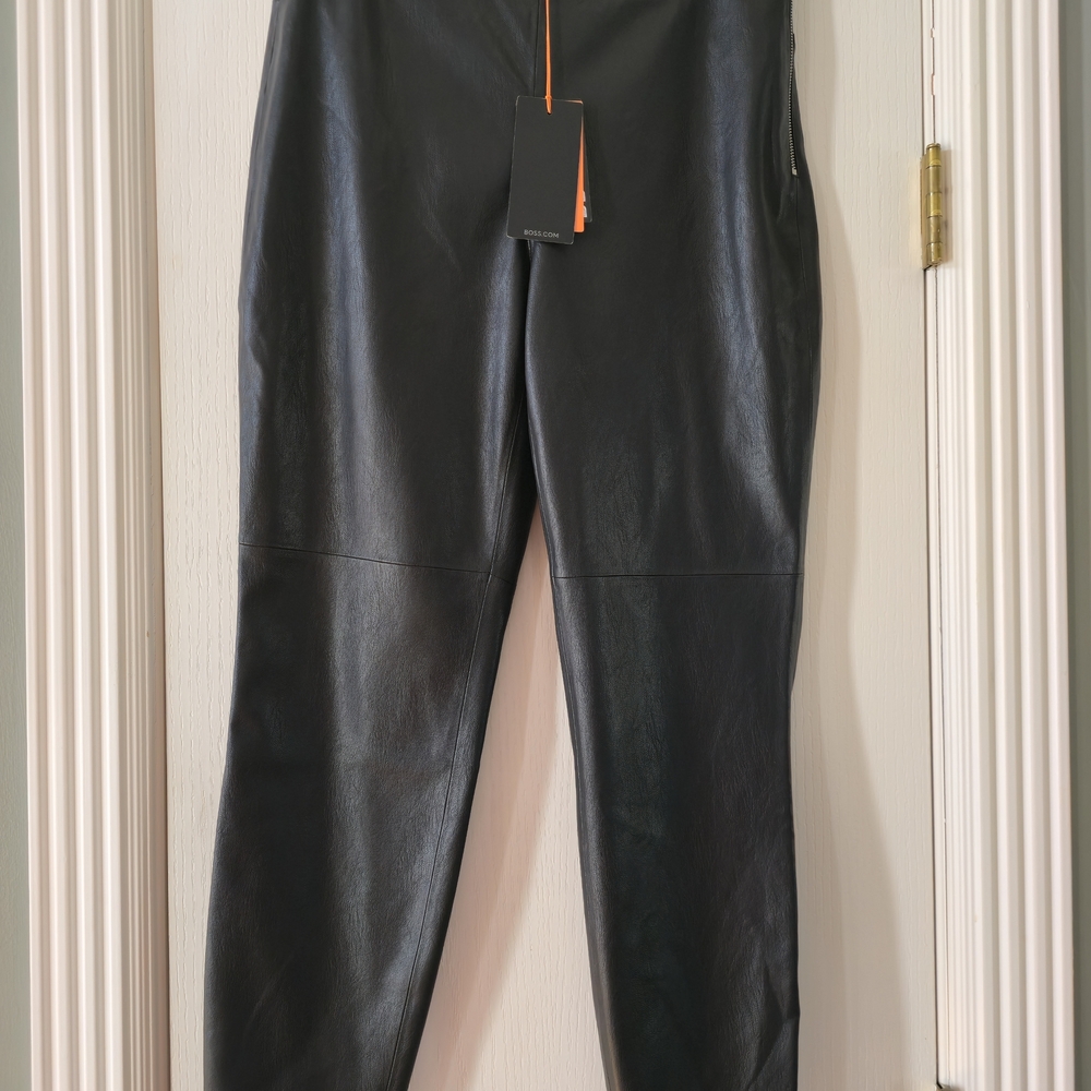 Hugo Boss Black Faux Leather Simounia Talima Skinny Pants NWT
